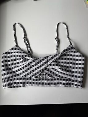MINKPINK Black & White Gingham Wrap Crop Top